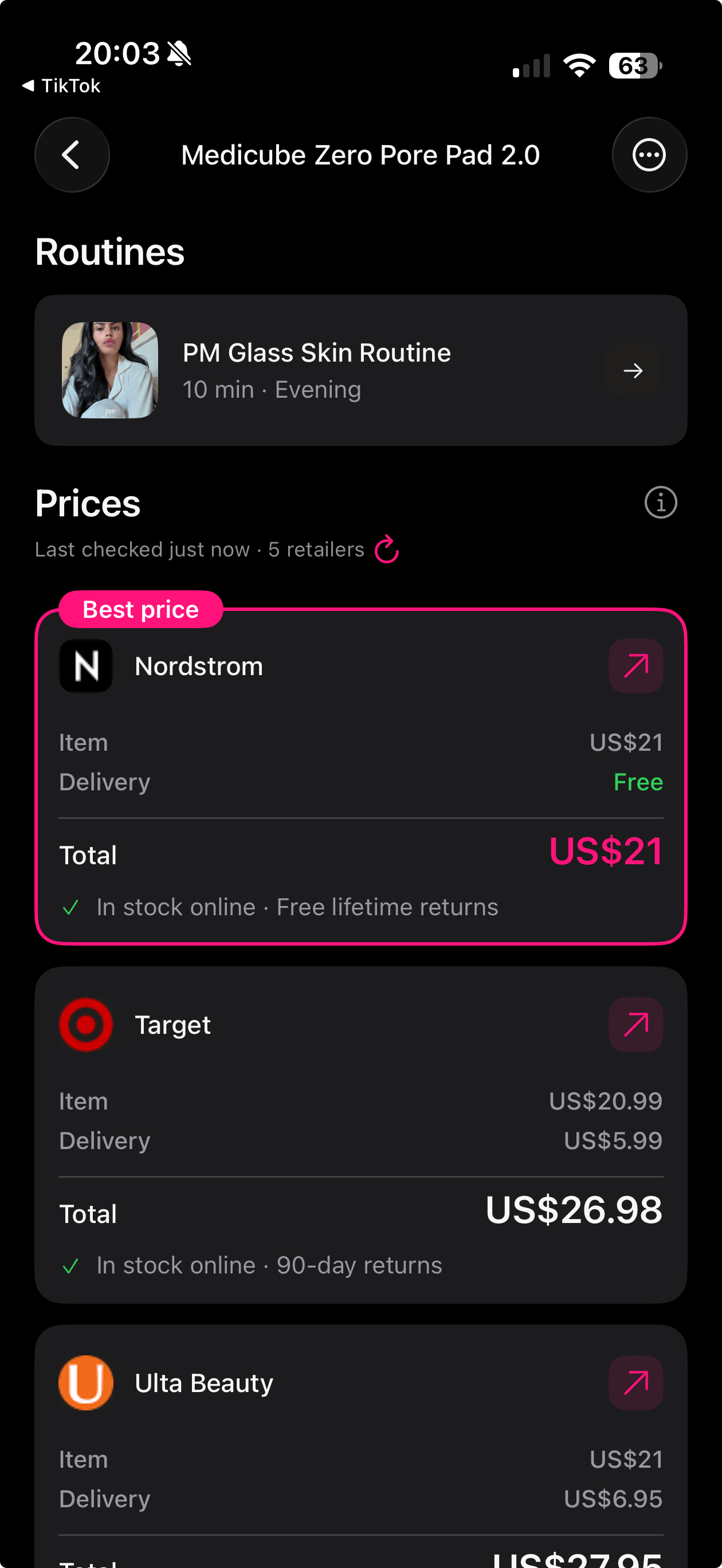 Glow AI comparing product prices across retailers